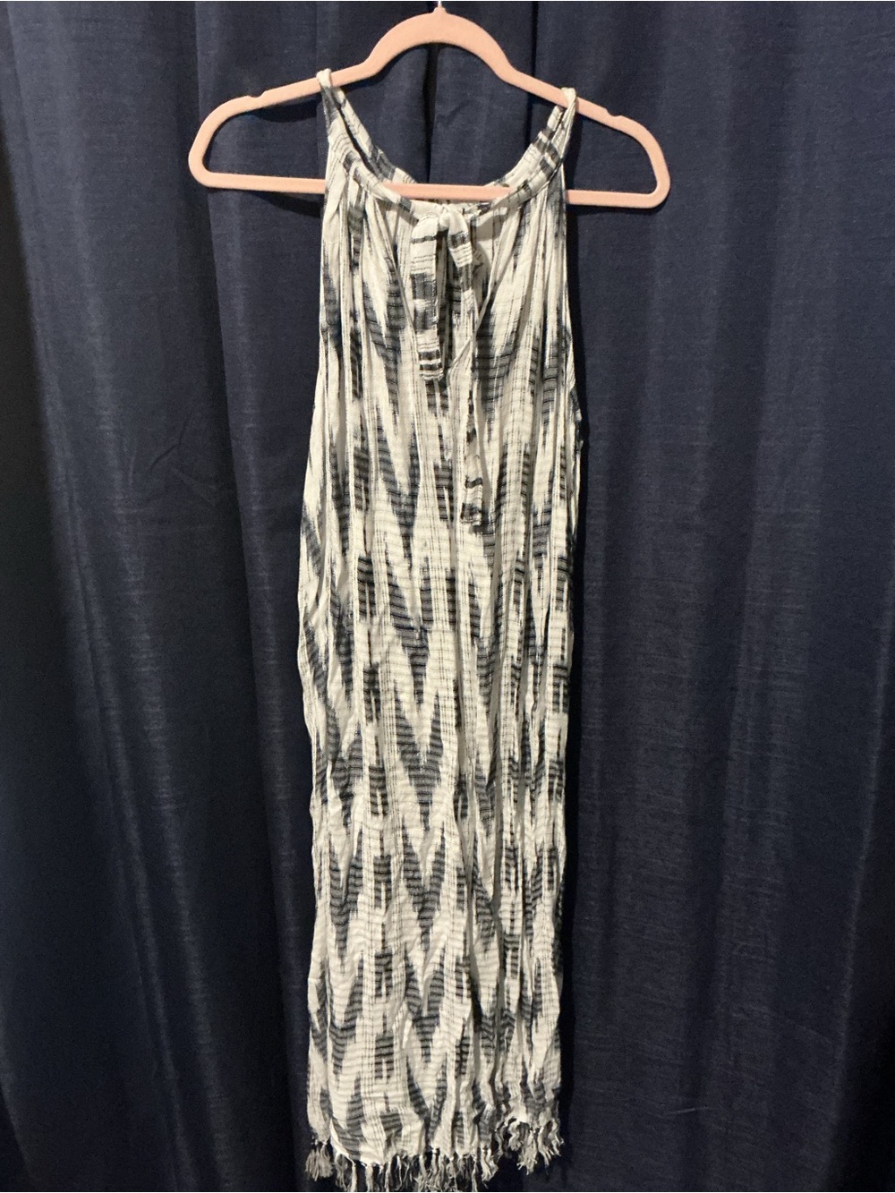 Guatemala made Sleeveless Maxi Dress with Abstract Black & White Pattern